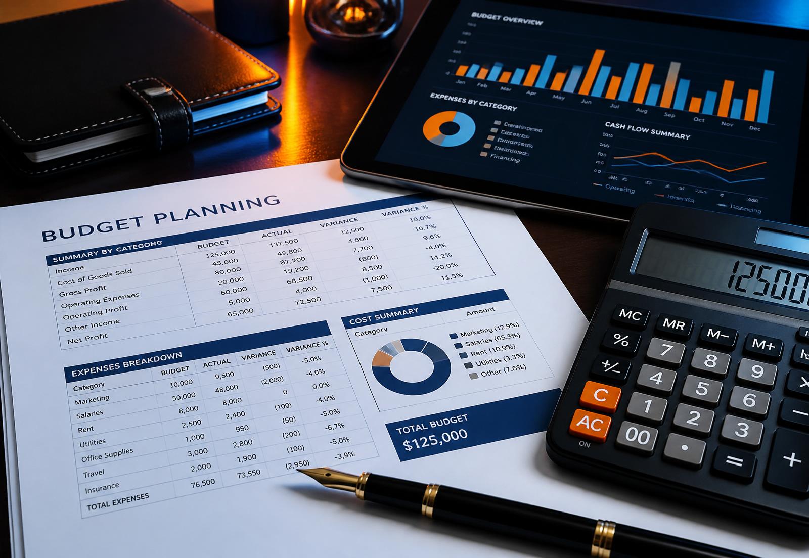 Budgetplanung mit Kostenbericht und Dashboard