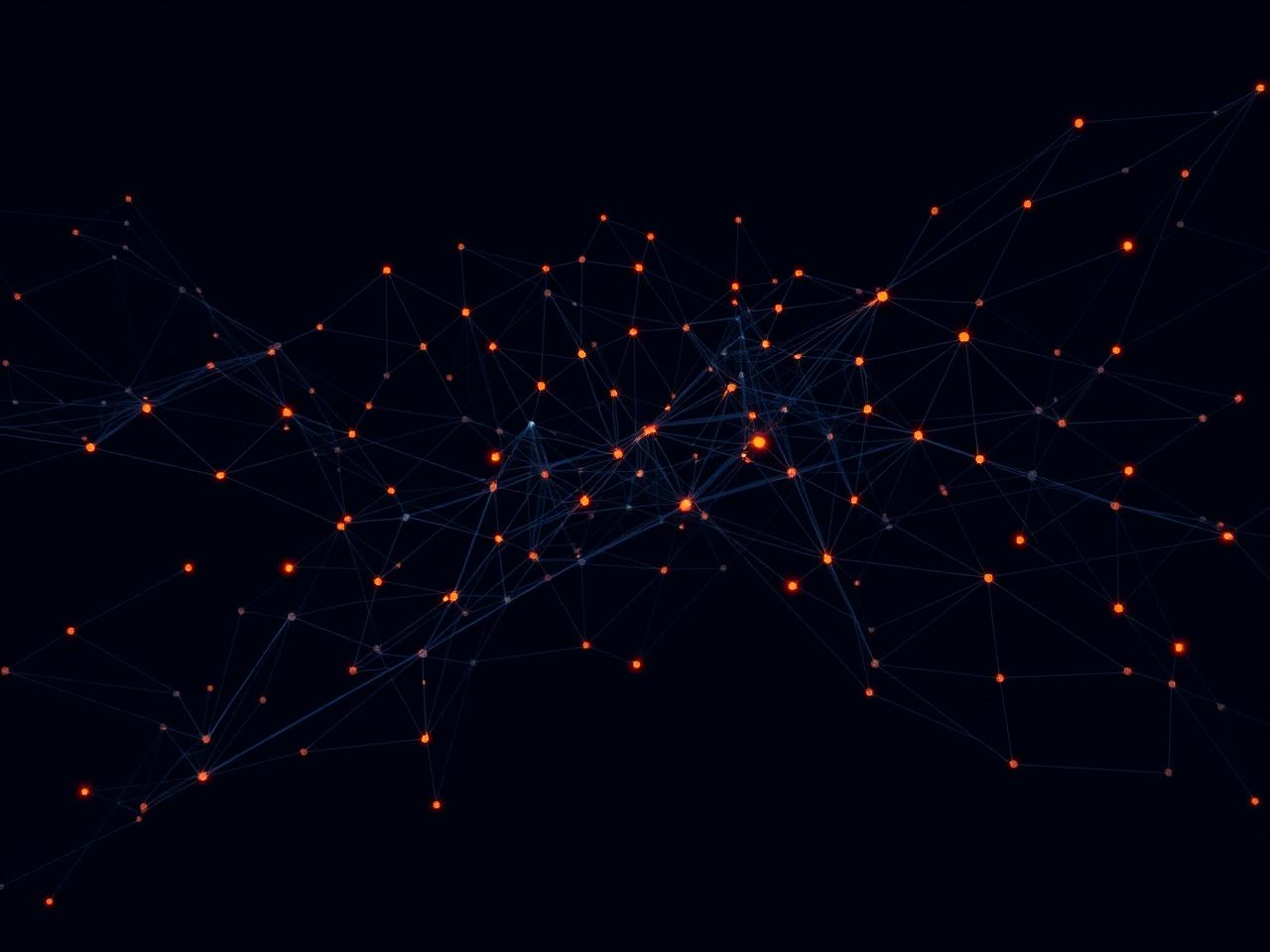 Abstraktes neuronales Netzwerk mit leuchtenden Knoten als Sinnbild für KI und Automatisierung